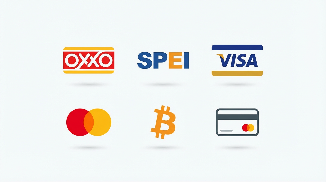Métodos de pago: OXXO, SPEI, Visa, Mastercard